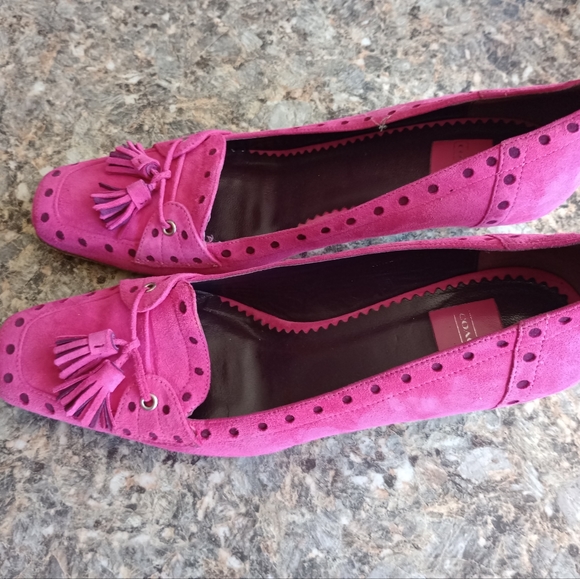 Coach Pretty In Pink Suede Tassel Kitten Heel Pumps Size 7B - Picture 1 of 11
